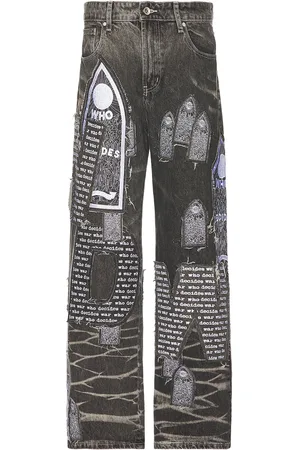 Who Decides War by Ev Bravado Motif Patched Denim in