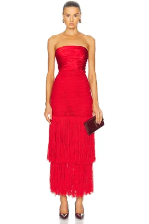 Alejandra Alonso Rojas Draped Bustier Dress With Crochet in