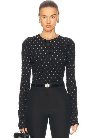 Frame Dotted Stretch Mesh Top in
