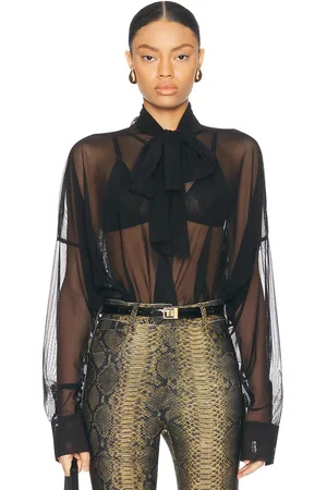 Norma Kamali Super Oversized Boyfriend Shirt Bow Bodysuit in