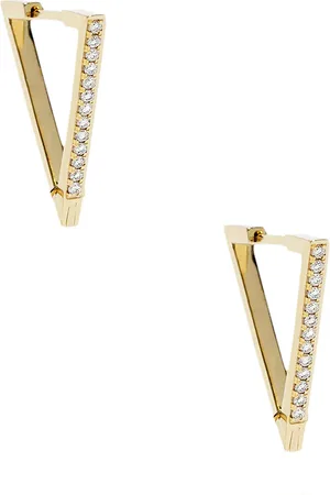 Azlee V Pave Diamond Hoop Earrings in