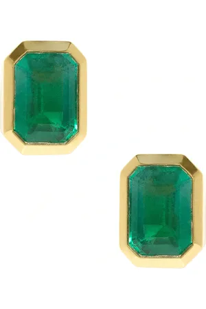 Azlee Rich Medium Emerald Stud Earrings in