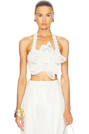 Oscar de la Renta Crochet Halter Top in