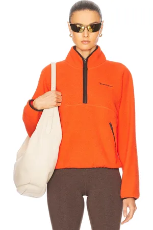 Sporty & Rich Serif Logo Sherpa Quarter Zip Sweater in
