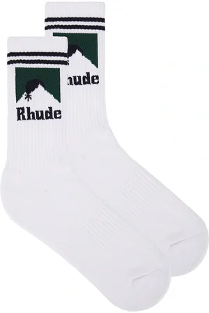 Rhude Striped Moonlight Socks in White Navy & Green