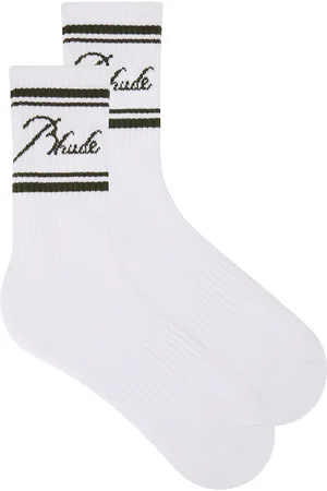 Rhude Striped Script Logo Socks in