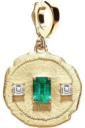 Azlee Trio Small Emerald Coin Charm in
