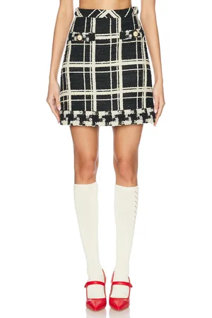VALENTINO Check Tweed Skirt in