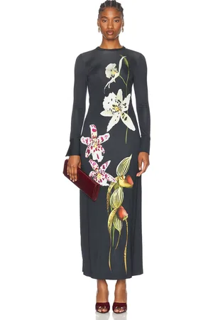 Oscar de la Renta Long Sleeve Maxi Dress in