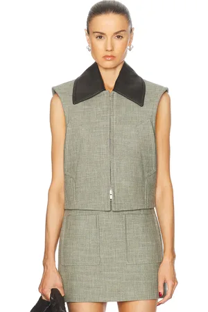 Bottega Veneta Vest Top in Green Fennel & White