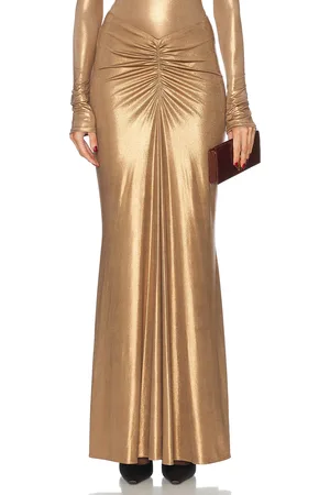 LAPOINTE Coated Jersey Ruched Maxi Skirt in