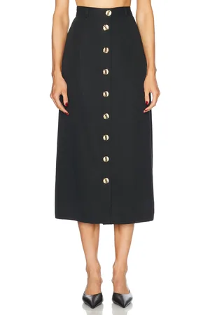 Matthew Bruch Button Front Midi Skirt in