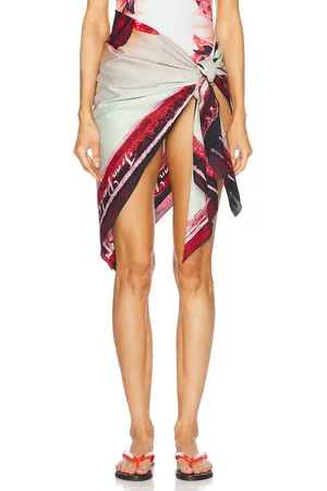 Jean Paul Gaultier Flower Body Morphing Mariniere Pareo in Mint Pale Pink & Red