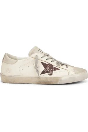 Golden Goose Super-Star Sneakers in White Ice & Brown