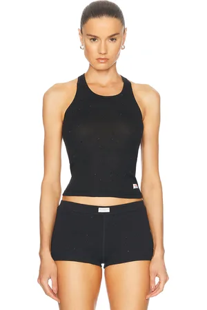 Alexander Wang Crystal Hotfix Classic Racer Tank Top in