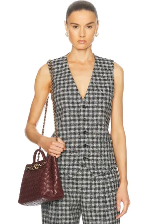 Bottega Veneta Wool Vest Top in Black Pear & Khaki