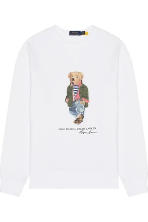 Ralph Lauren Explorer Bear Crewneck Sweatshirt in White in