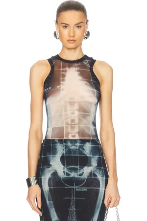 Jean Paul Gaultier Squeletor Bodysuit in Black Navy & Light Blue