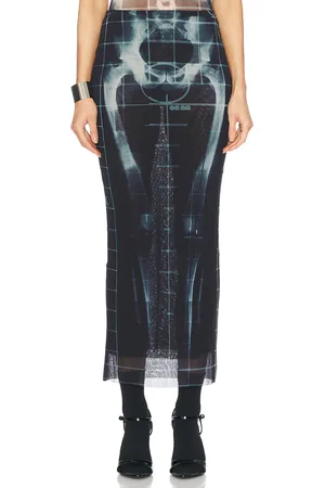 Jean Paul Gaultier Squeletor Skirt in Black Navy & Light Blue