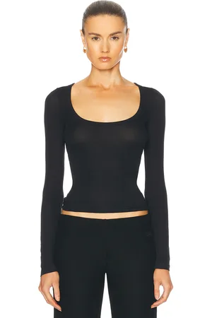 Balenciaga Long Sleeve Decollete Top in