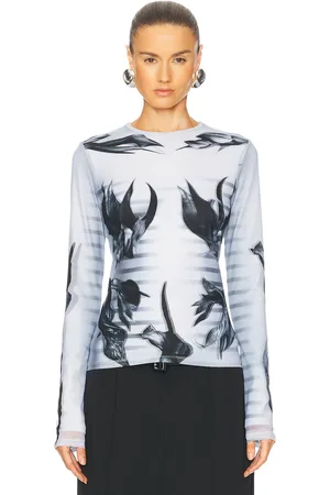 Jean Paul Gaultier Flower Body Morphing Mariniere Top in White Grey & Black