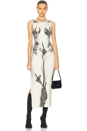 Jean Paul Gaultier Flower Body Morphing Mariniere Long Dress in White Grey & Black