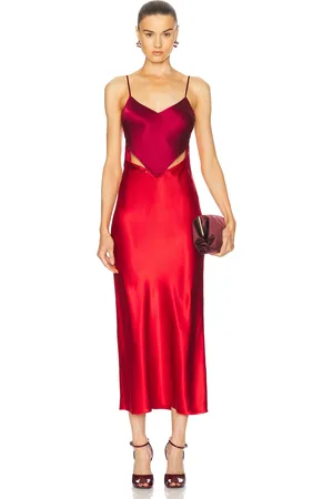 FLEUR DU MAL Silk Zipper Maxi Slip Dress in