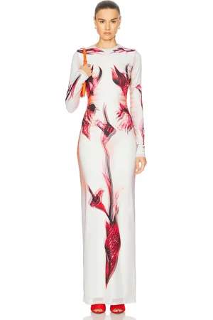Jean Paul Gaultier Flower Body Morphing Mariniere Long Dress in Mint Pale Pink & Red