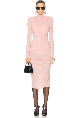 MAGDA BUTRYM Draped High Neck Midi Dress in