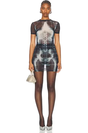 Jean Paul Gaultier Squeletor Short Dress in Black Navy & Light Blue