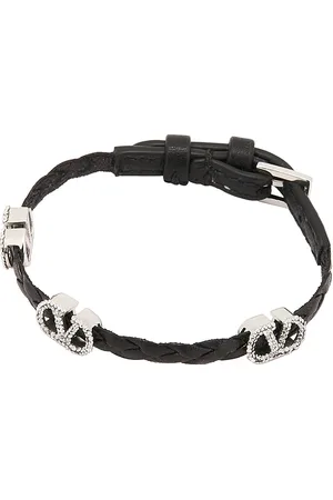 VALENTINO GARAVANI V Logo Signature Leather Bracelet in