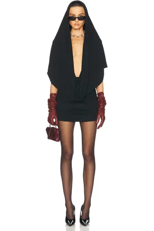 MAGDA BUTRYM Hooded Plunge Neck Mini Dress in