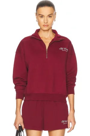 Sporty & Rich X Hotel Carlyle Script Embroidered Quarter Zip Sweater in