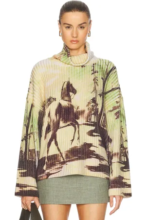 MONSE Horse Print Chunky Rib Knit Sweater in