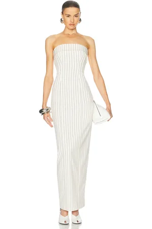 Helsa Pinstripe Long Strapless Dress in