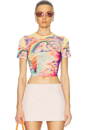 Casablanca Printed Mesh Baby Tee in