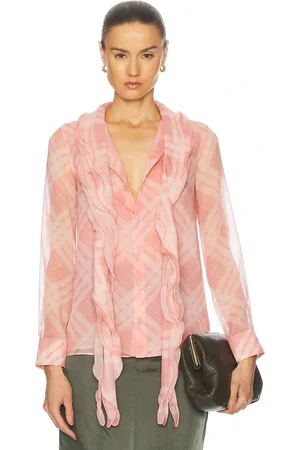 Burberry Long Sleeve Ruffle Top in