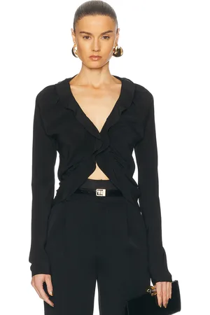 Saint Laurent Long Sleeve Ruffle Top in