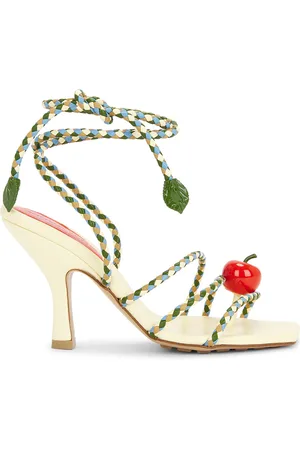 Bottega Veneta Adam Lace Up Sandal in Buff Winds Avocado & Dark Praline