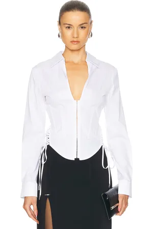 MUGLER Long Sleeve Corset Top in