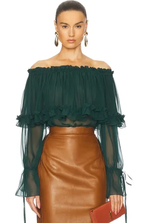Saint Laurent Sheer Off The Shoulder Blouse in