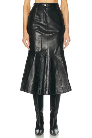 Sportmax Papiro Leather Skirt in