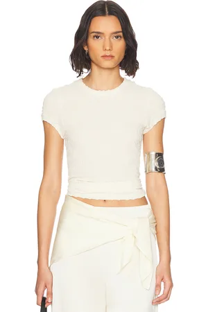 ENZA COSTA Puckered Cap Sleeve Tee in