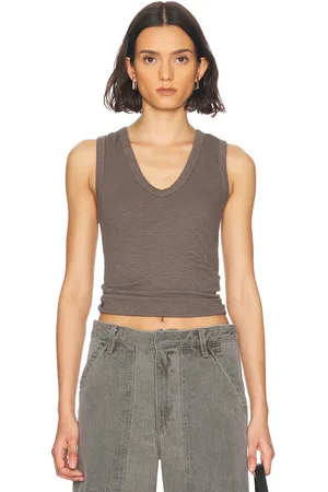 ENZA COSTA Textured Rib Sleeveless U Tank Top in