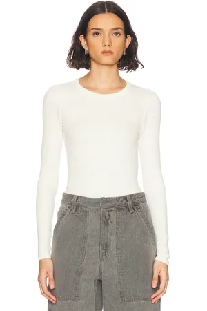 ENZA COSTA Textured Rib Long Sleeve Crewneck Top in