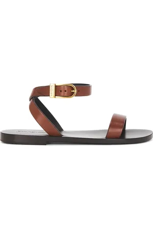 Saint Laurent Buckle Flat Sandal in