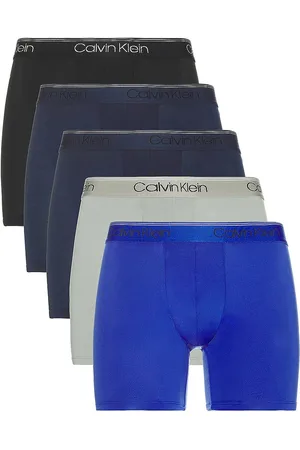 Calvin Klein Boxer Brief 5 Pack in Black Blue Shadow Medium Grey & Cobalt
