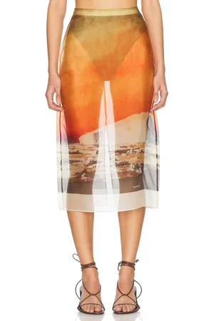 MONSE Printed Organza Pencil Skirt in