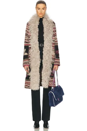 CHANEL Vintage Printed Fur Trimmed Coat in