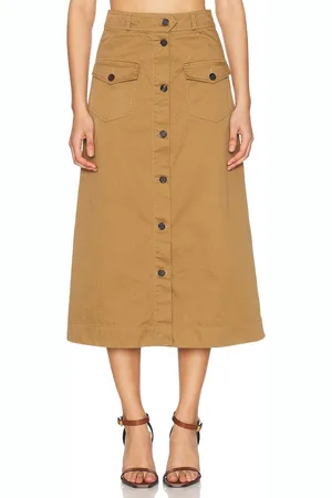 Saint Laurent Button Down Midi Skirt in